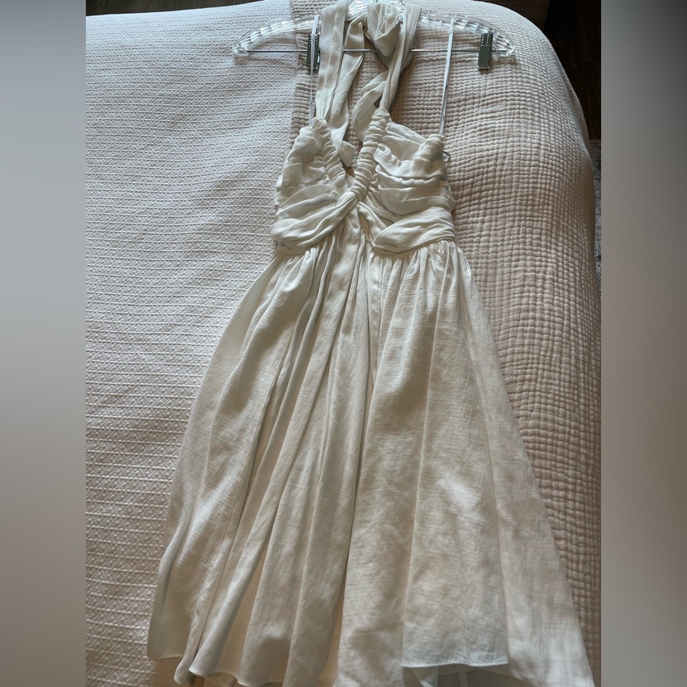 Lulu's White Tie Neck Dress
